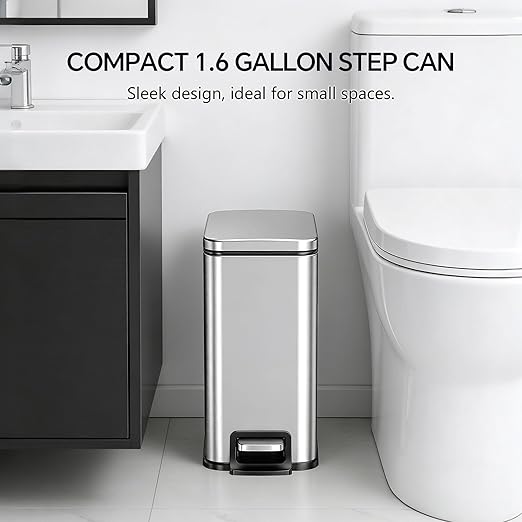 13 Gallon Trash Can and 1.6 Gallon Kitchen Trash Can Combo Set, Stainless Steel - Image 3