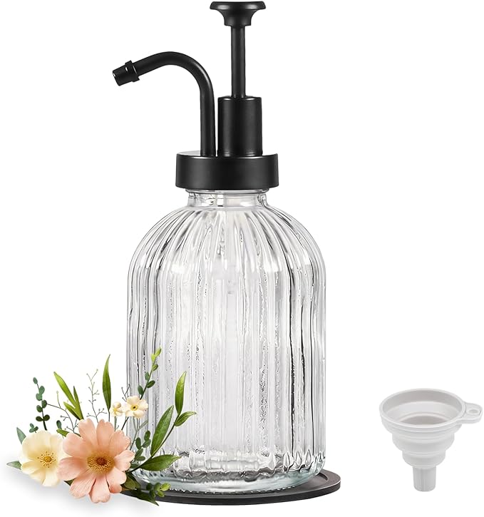 SheeChung Clear Glass Soap Dispenser, 12 Oz Liquid Hand Soap Dispenser by SheeChung