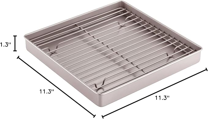 CHEFMADE Roasting Pan with Rack, 11-Inch Non-Stick Square Shallow Dish Sheet - Image 7