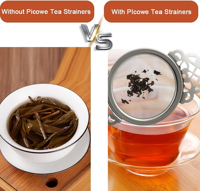 Picowe 4 Pack Tea Strainer Bowl, Stainless Steel Sliver Tea Strainers - Image 5