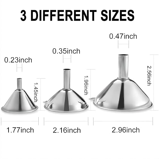 Funnels for Kitchen Bottle Filling, Lmoszuak Mini Stainless Steel Funnels - Image 2
