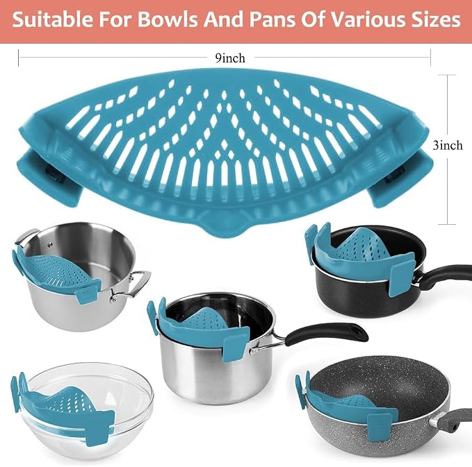 YEVIOR Clip on Strainer for Pots Pan Pasta, Silicone Food Strainer Hands-Free - Image 3