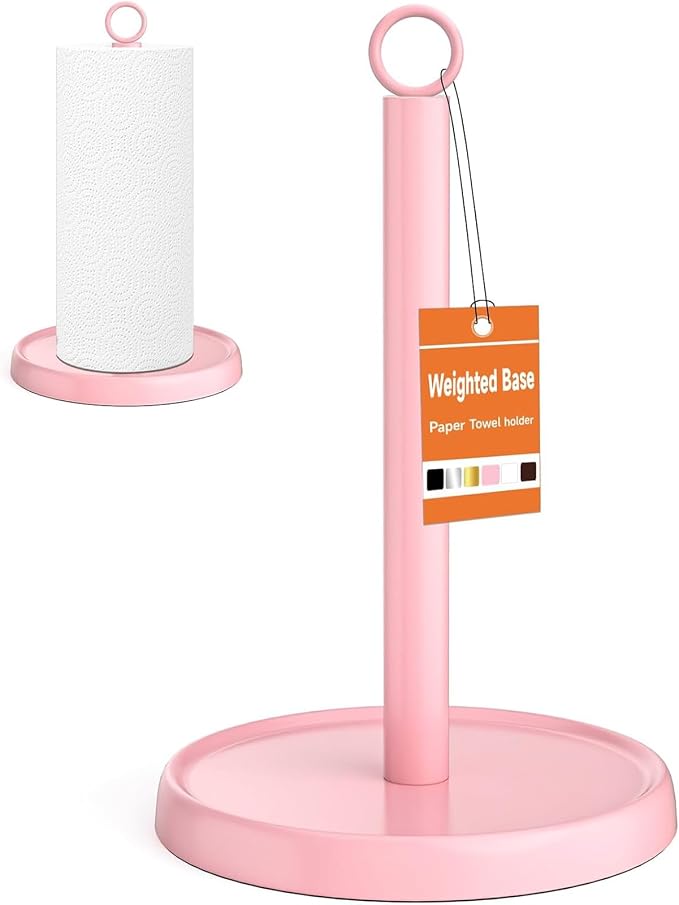 Pink Paper Towel Holder Countertop, Stainless Steel, Paper Towel Stand Holder by Awarmhome