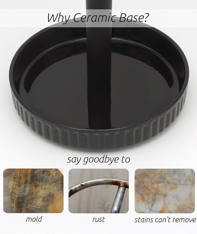 VROOMIUM Paper Towel Holder Countertop, Ceramic Base Easy-to-Clean, 1.5 lbs - Image 2