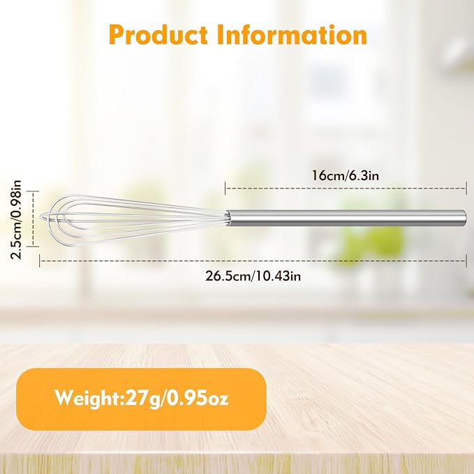 2 PCS Mini Whisk, Small Whisks for Cooking, Stainless Steel Mini Whisk Set - Image 2