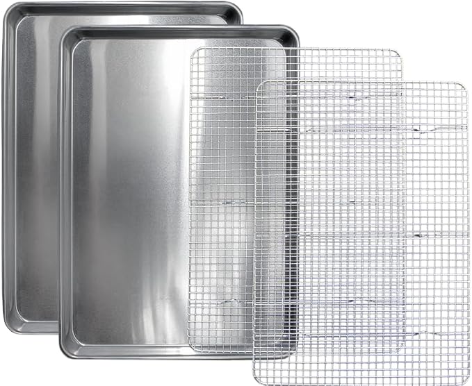 Commercial Quality 2 Pack Cookie Sheet and 2 Pack Rack by SaffronSageHomeLiving