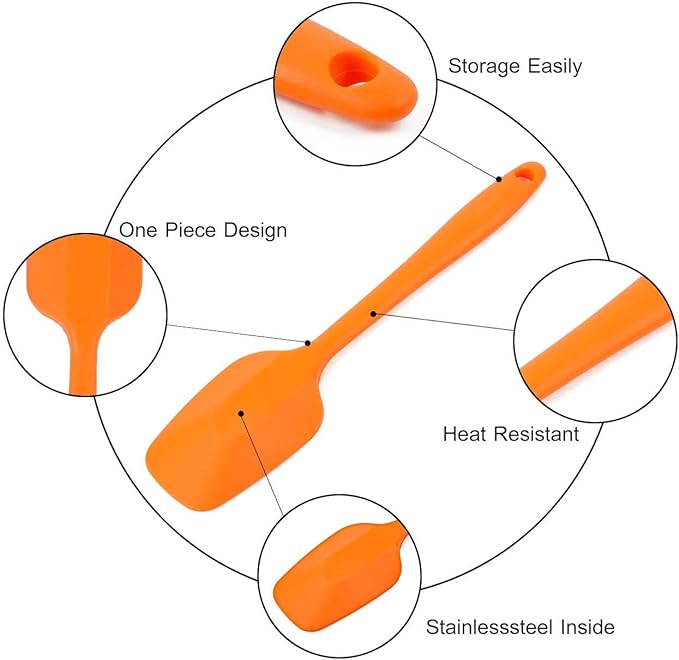 Food Grade Silicone Spatula Set Heat Resistant Small Rubber Spatulas, 4 piece - Image 3