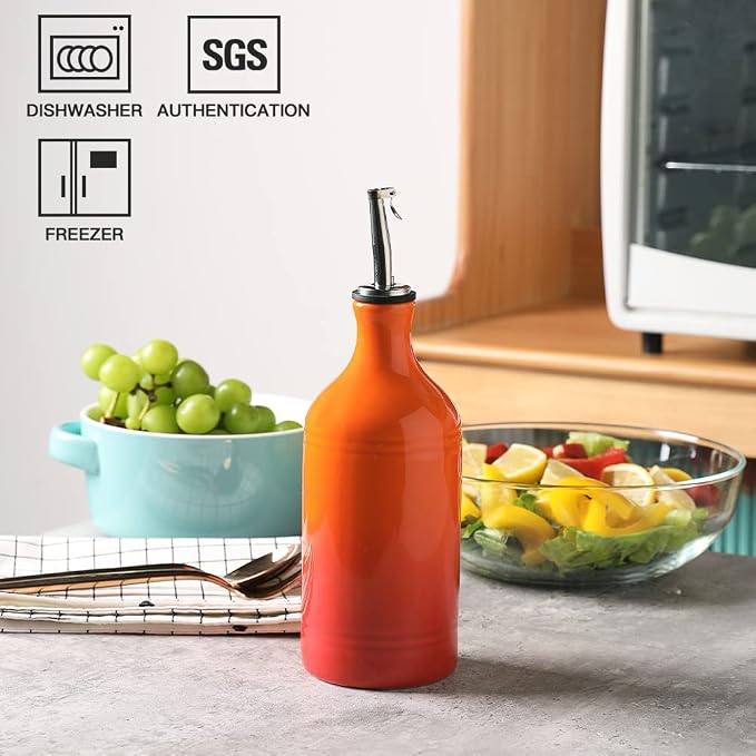 Sweejar Ceramic Olive Oil Dispenser Bottle, Opaque Oil Cruet Protects to Reduce - Image 2