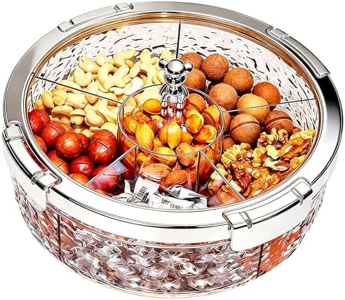 Snack Tray with Lid, 6-Compartment Clear Storage Box