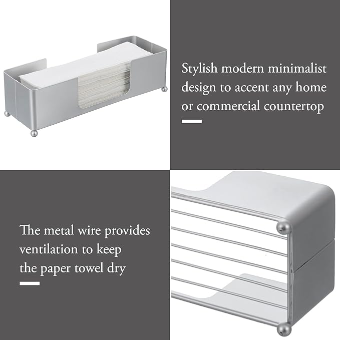 MyGift Modern Silver Tone Metal Countertop Folded Paper Towel Holders, - Image 3