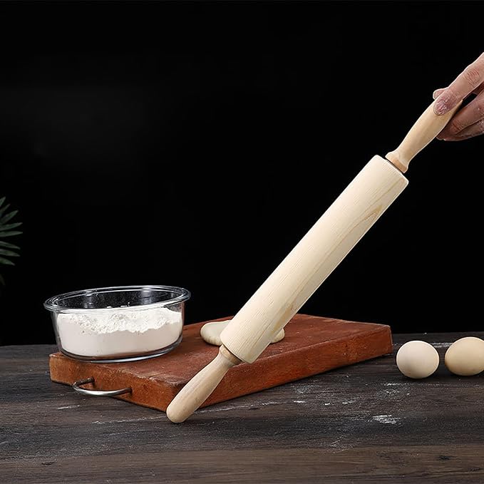 Rolling Pin, 13.8 Inch Wood for Kneading the Dough of Baking Bread - Image 4