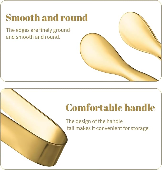 6 PCS Gold Sugar Tongs Set – 304 Stainless Steel Mini Tongs - Image 5