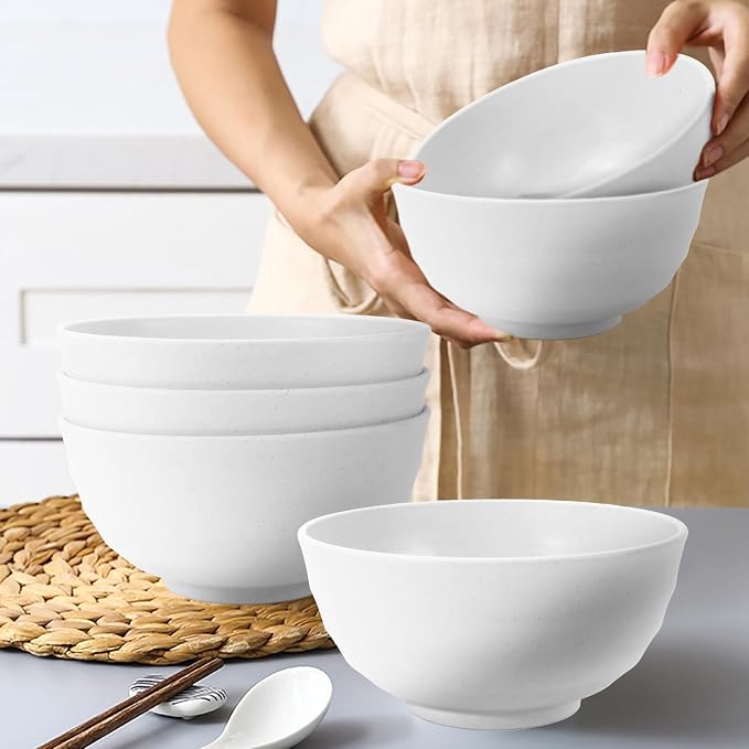 60 OZ Wheat Straw Bowls, Large Popcorn Bowl Sets of 6, Unbreakable Large - Image 5