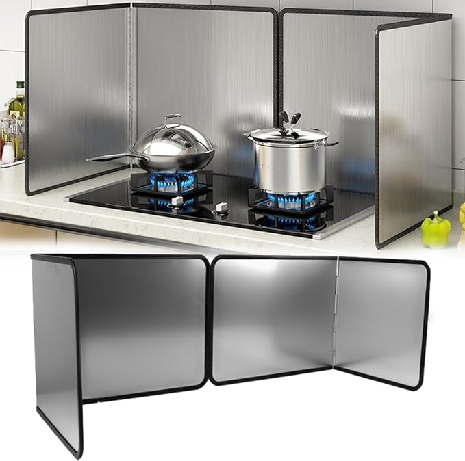 4 Sided Splatter Guard, Foldable Stainless Steel Oil Splatter Screens, Oil by Tylulikaty
