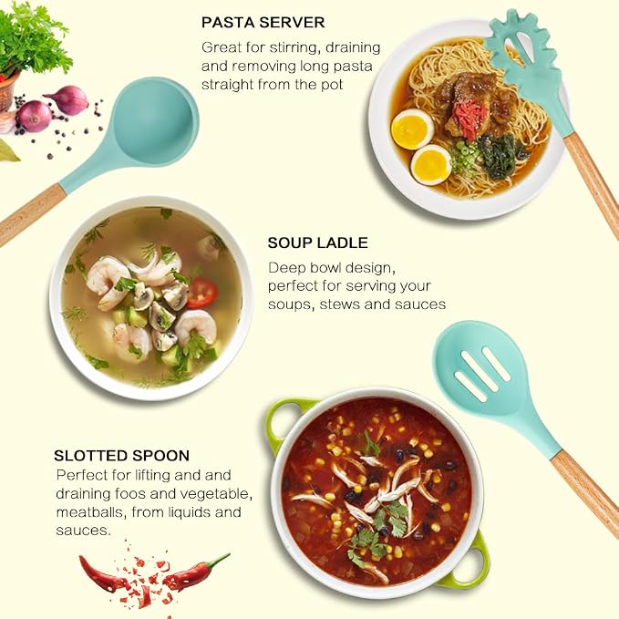 MIBOTE Silicone Cooking Kitchen Utensils Set - Image 6