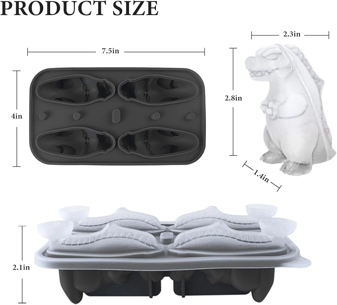 Dinosaur Ice Cube Tray, Silicone Ice Trays - Image 2