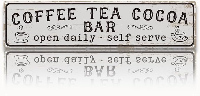Coffee Signs for Wall, Coffee Tea Cocoa Bar Sign, Retro Metal Tin Sign by Unknown