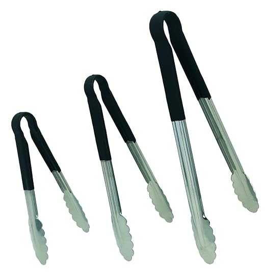 Update International TOPP-12 Stainless Steel Black Spring Tongs 12", PVC Which - Image 2