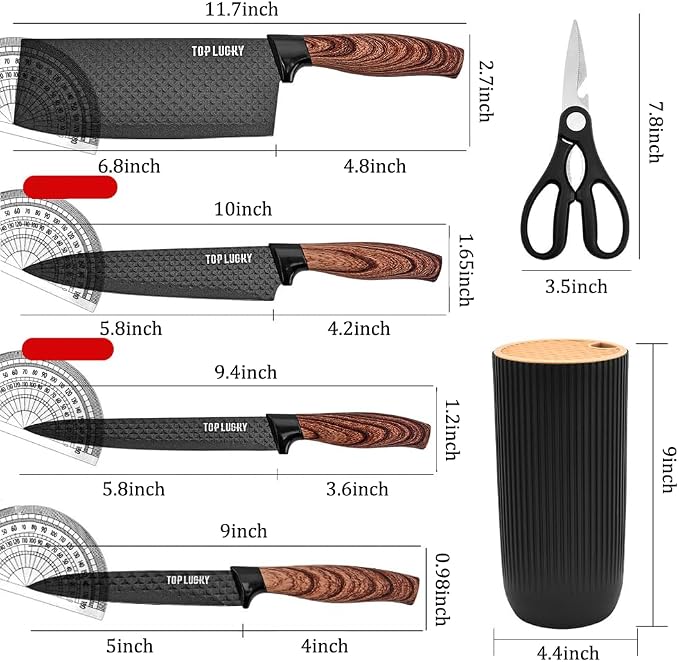 Knife Set, Wiztoynia 6-Piece Black Kitchen Knife Set - Image 6