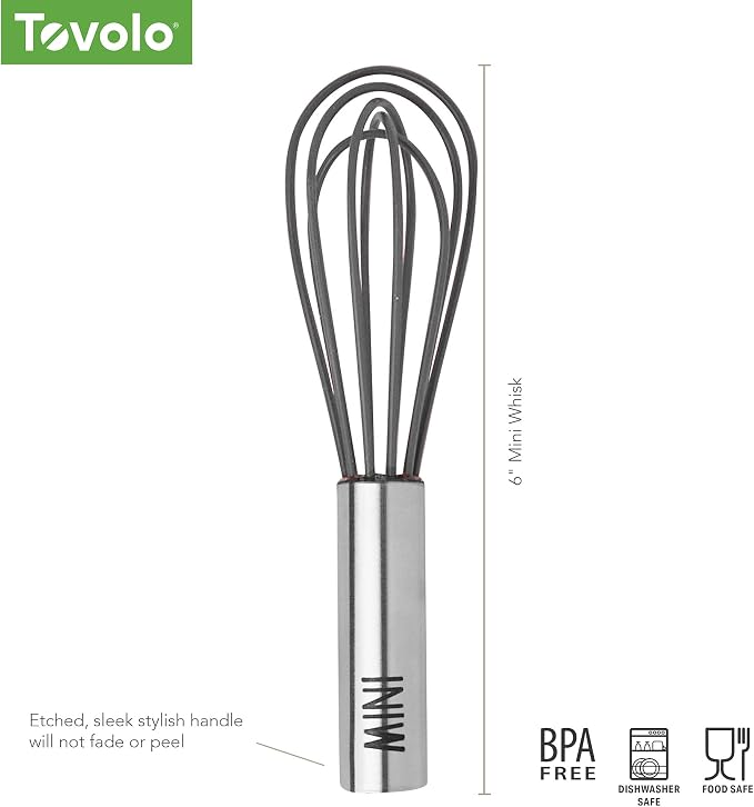 Tovolo Mini Whisk Stainless Steel 6 Inch Tiny Whipper Silicone Whisker - Image 6