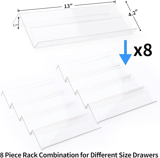 MIUKAA Clear Acrylic Spice Drawer Organizer, 4 Tier- 2 Set Expandable From 13" - Image 4