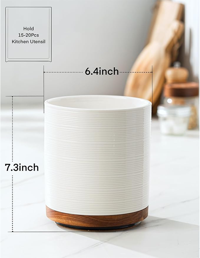 Utensil Holder, 360° Rotating Extra Large Ceramic Kitchen Utensil Holder - Image 4