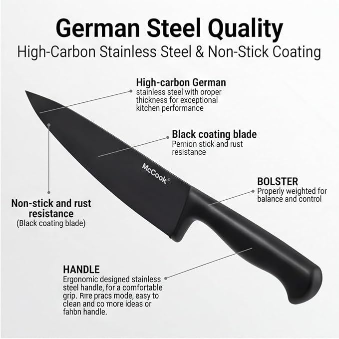 McCook® Knife Sets, German Stainless Steel Knife Block Sets - Image 5