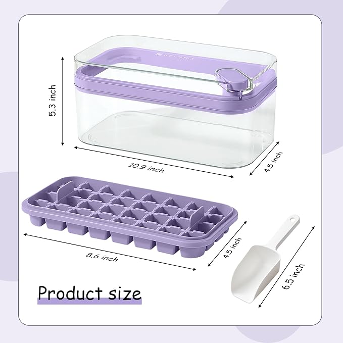 Ice Cube Tray with Lid and Bin for Freezer, 2 Pack - Image 3