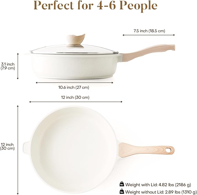 Kordisen Nonstick Ceramic Deep Frying Pan, 12 Inch Non Toxic Large Skillet - Image 6