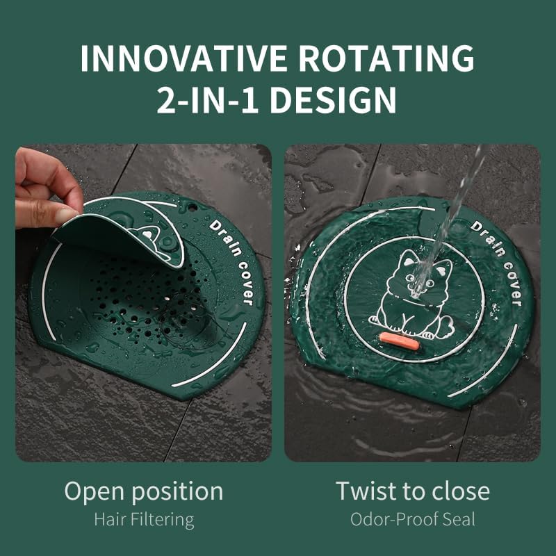 4 Pack Silicone Bathtub Stopper & Drain Cover, Shower Drain Hair