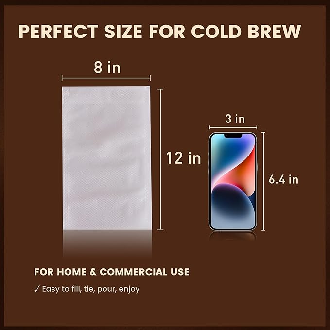 Cold Brew Bags, 8 * 12 Inch Fine Mesh Drawstring Pouches, Fits Mason Jars & - Image 2