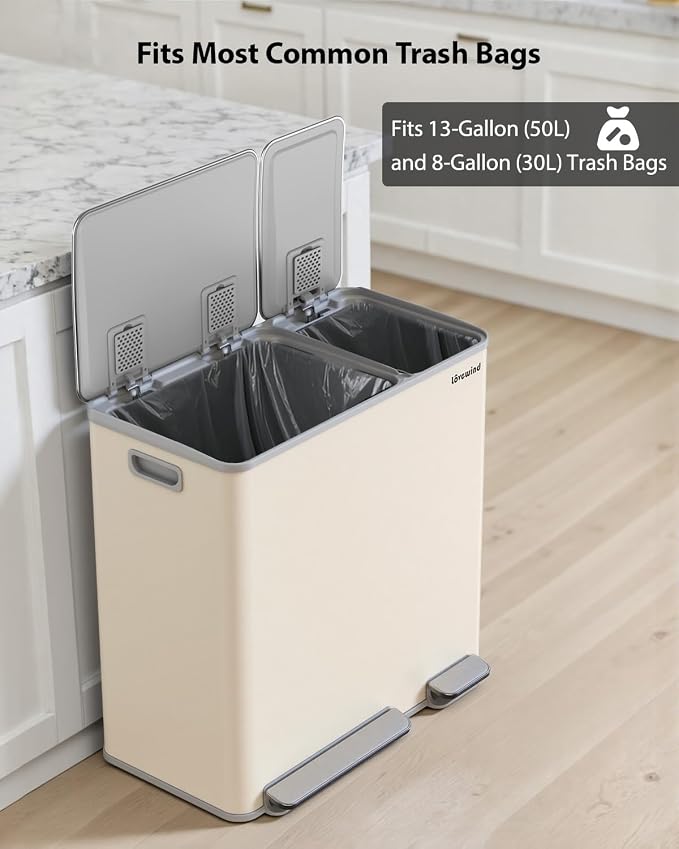 Lovewind Dual Trash Can, 14 + 6 Gallon Garbage Can - Image 7