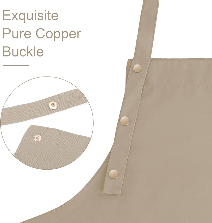 Apron for Men Women with Adjustable Straps and Large Pockets, Canvas Cotton - Image 2