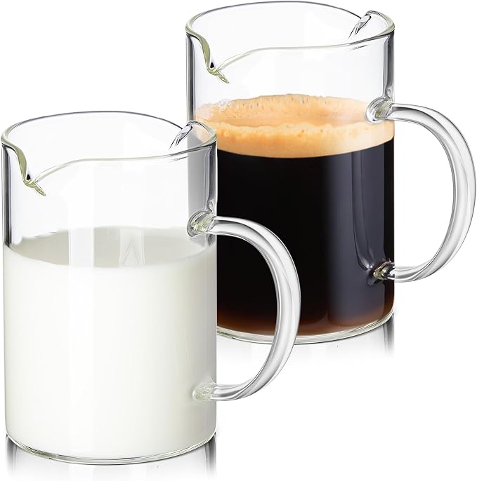 Leinuosen 2 Pcs Glass Pitcher Elegant Shaped Glass Tea Pitcher Coffee Milk by Leinuosen