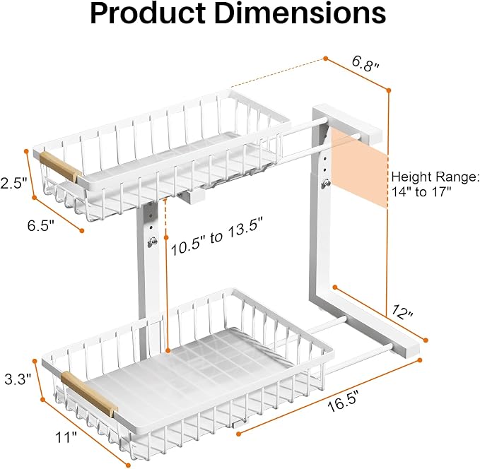 REALINN Under Sink Organizer, Height Adjustable Under Sink Organizers and - Image 3