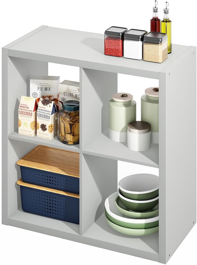 Furinno HERMITE Kitchen Island, 4-Cube Coffee Bar, Extra Thick Kitchen Storage by Furinno-FitsYourSpaceFitsYourBudget