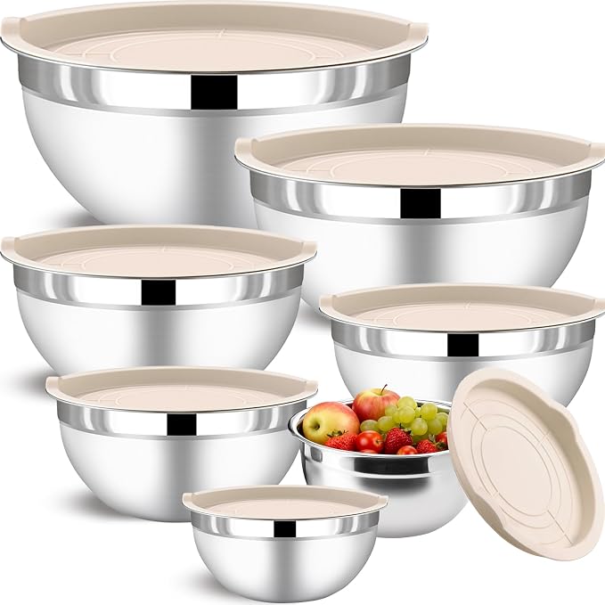 7 Piece Stainless Steel Mixing Bowls by Funnydin