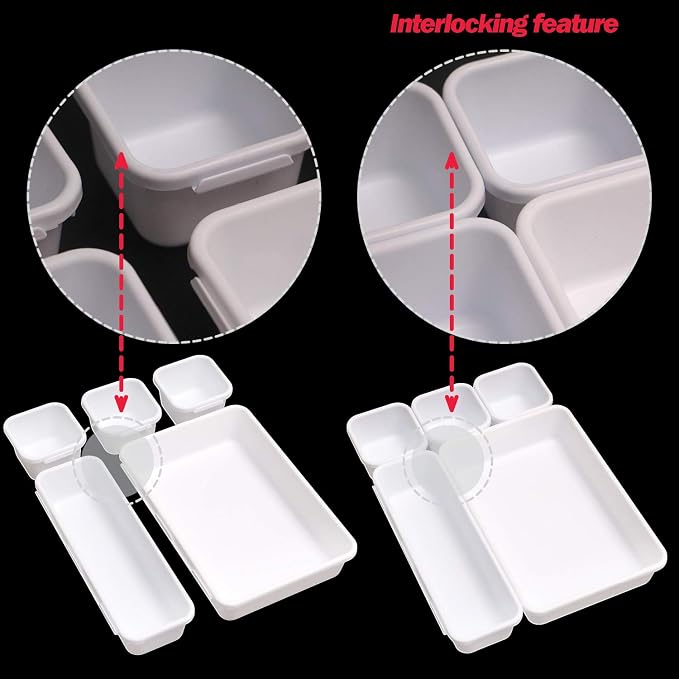TENABORT 42 Pack Interlocking Desk Drawer Organizer Tray Dividers Plastic - Image 4
