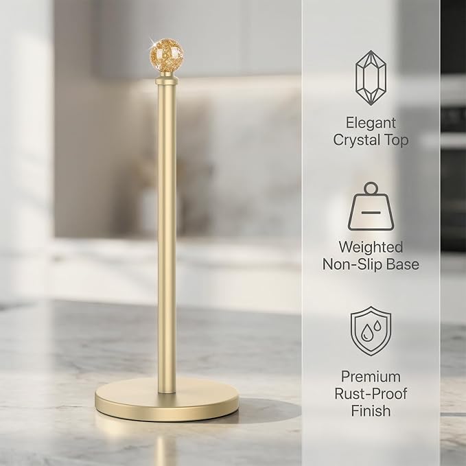 Gold Paper Towel Holder Countertop, Unique Gold Ball Decor, Brass Paper Towel - Image 3