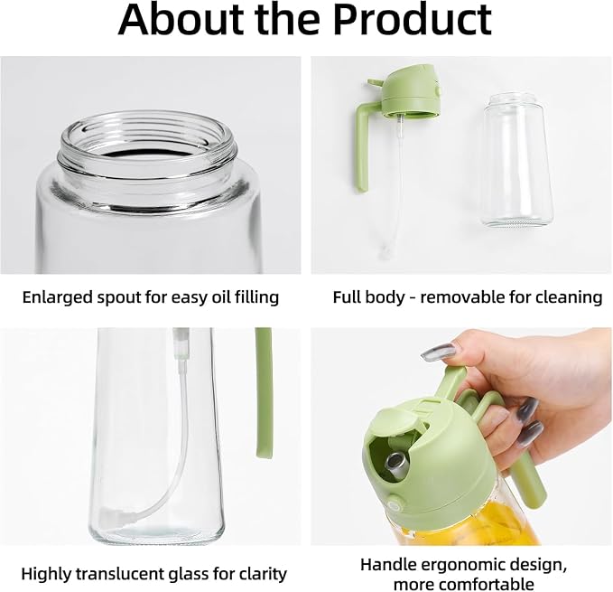 Aovdy Oil Sprayer for Cooking 16oz, 2 in 1 Olive Oil Dispenser and Oil Sprayer - Image 5
