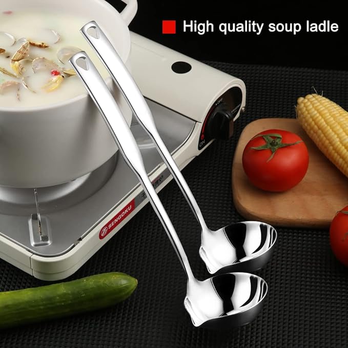 Kitchen Soup Ladle 304 Stainless Steel Punch Metal Luminous Ladell Spoons - Image 2