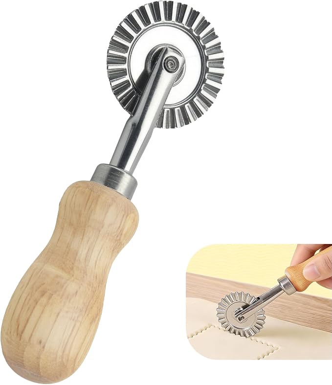 Fluted Pastry Wheel Cutter, 1.5 Inch Pasta Cutter Wheel by Ocoullow