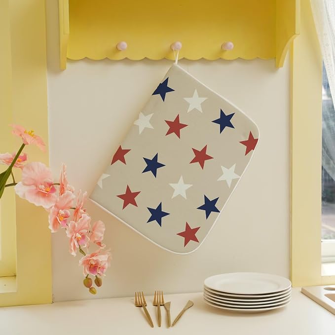4th of July Dish Drying Mat 18 x 24 inch Independence Day Blue Red White Stars - Image 5
