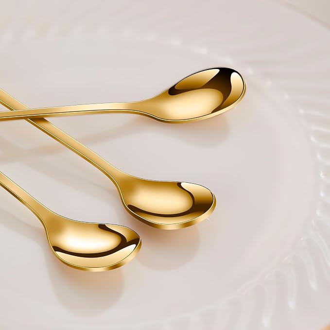 Gold Tulip/Rose Handle 12-Pcs Mini Coffee Spoons Set - Image 7