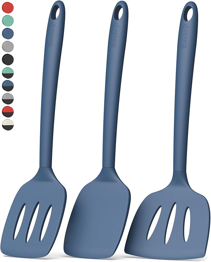 Coukre 3 Pack Silicone Spatula Set, High Heat Resistant, Fish Spatula, Solid & by Coukre