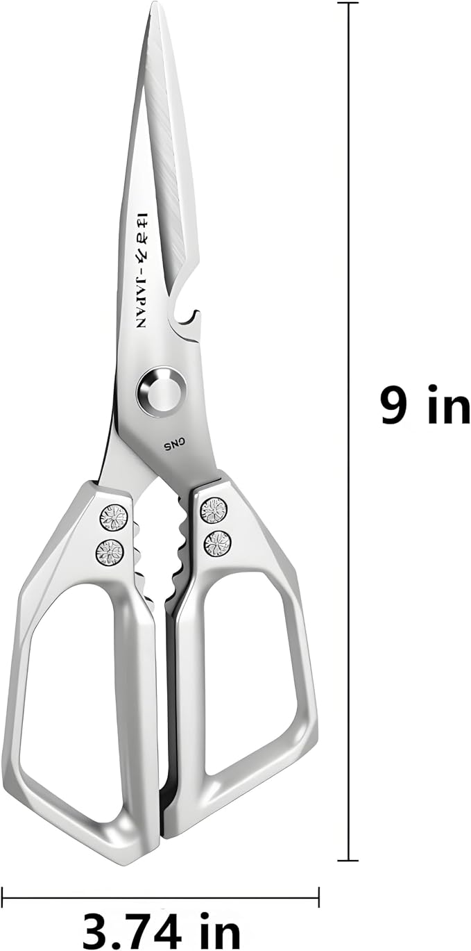 Kitchen Scissors, All Purpose，Ultra Sharp Meat Scissors，Heavy Duty Silver - Image 2