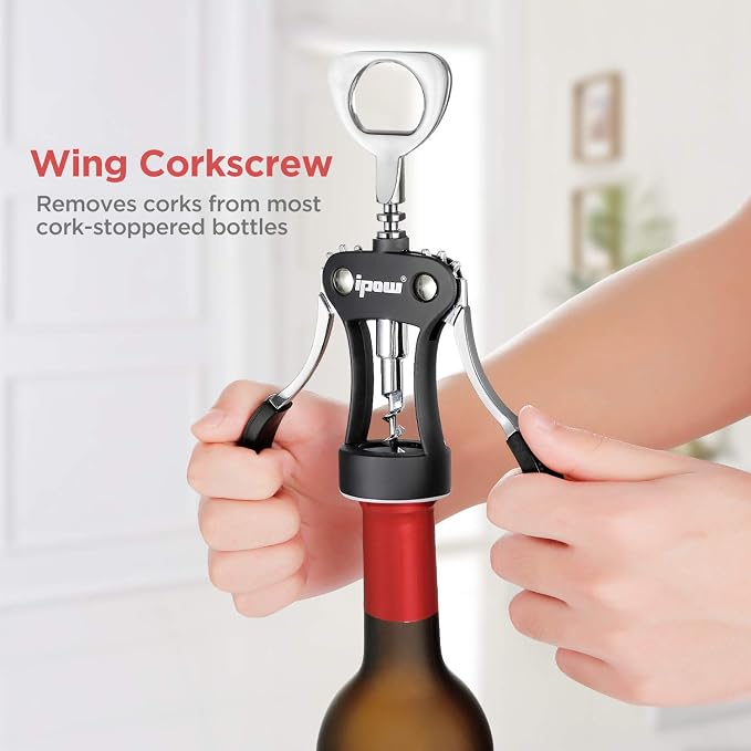 IPOW Wine Opener, Zinc Alloy Wine Bottle Opener, Wing Corkscrew Heavy Duty - Image 4