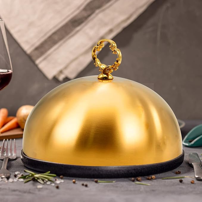 Gold Stainless Steel Food Dome Cover Food Protecting Dome Cover Serving Plate - Image 5