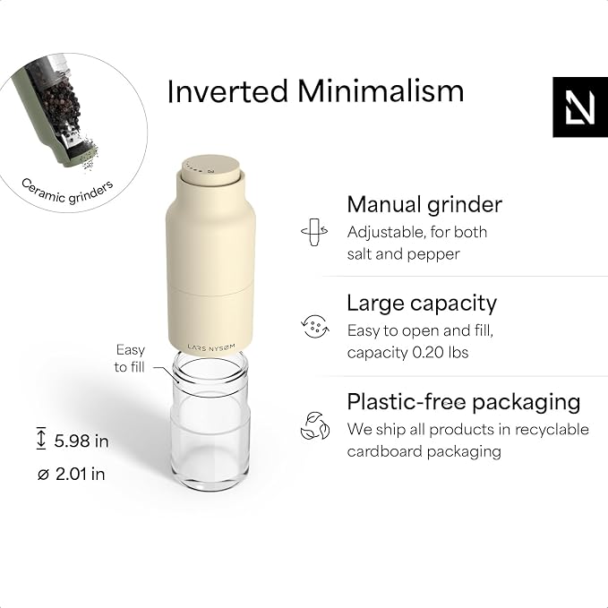 LARS NYSØM Salt and Pepper Grinder Set, Stainless Steel Manual Salt and Pepper - Image 4