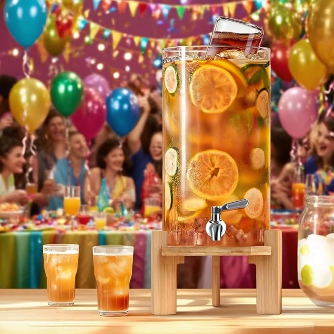 Beverage Dispenser, 2.1 Gallon Glass Drink Dispenser - Image 2
